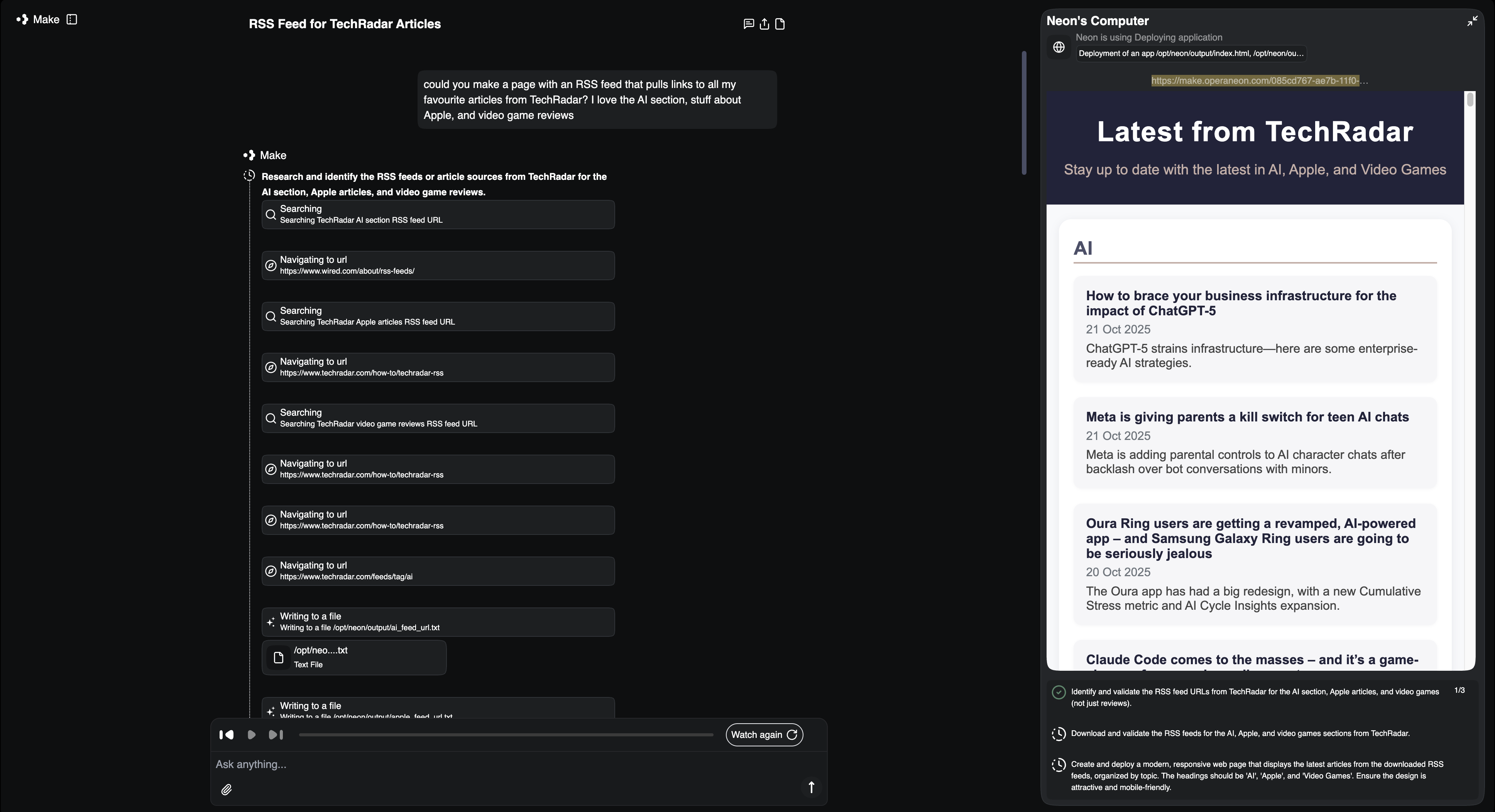 Opera Neon TechRadar RSS Feed