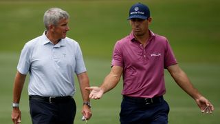 Jay Monahan and Billy Horschel talking at the Zurich Classic of New Orleans