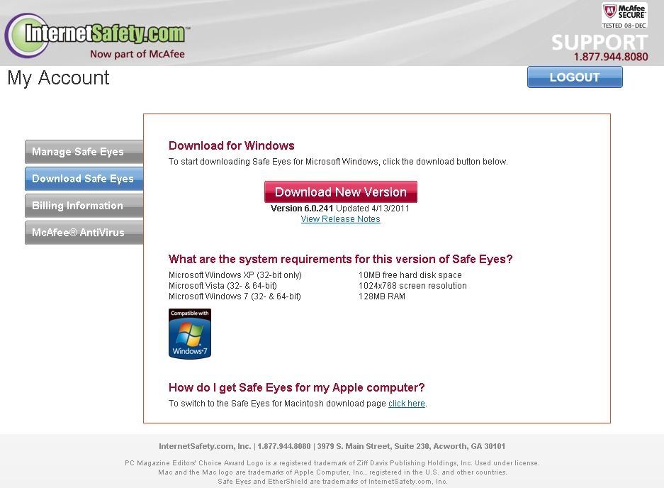 McAfee Safe Eyes image: This parental control software runs on Windows and Apple computers, as well as iPhones.