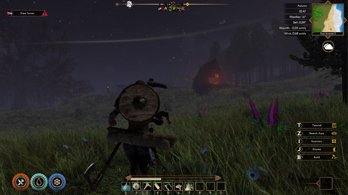 Viking faces down with another red glowing monster in Aska