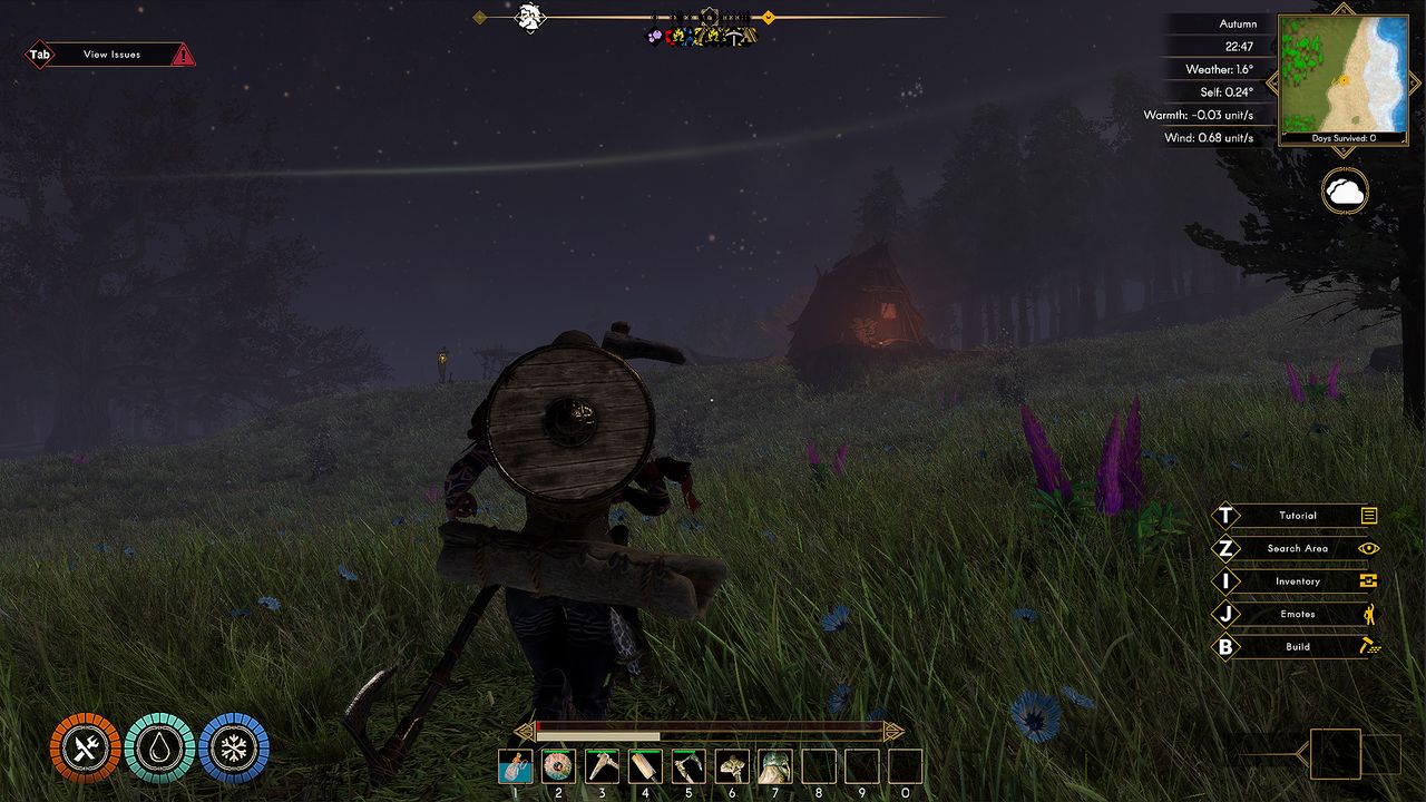 Viking faces down with another red glowing monster in Aska