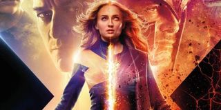 Dark Phoenix Jean powers up between Professor X and Magneto