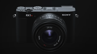 Sony RX1R III premium compact camera, low key lighting, black background