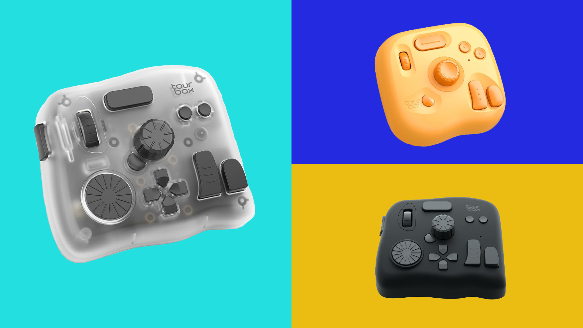 Three different editing consoles by TourBox. 