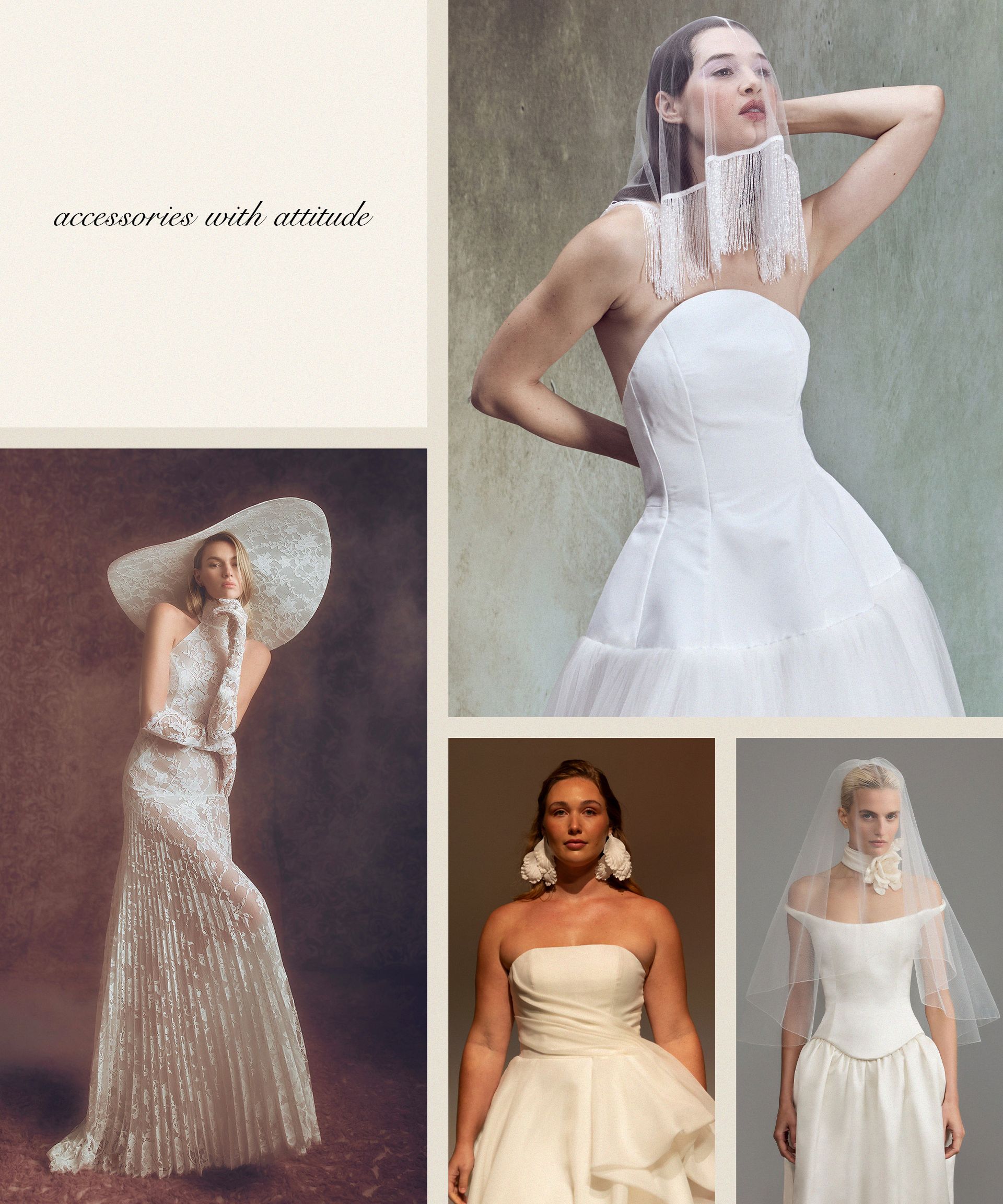 a collage of different bold accessories for the brides.