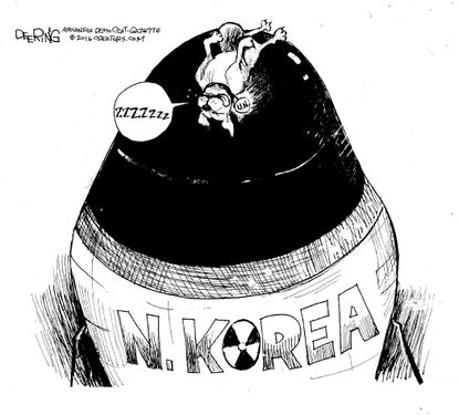 Political cartoon World United Nations North Korea nuclear threat