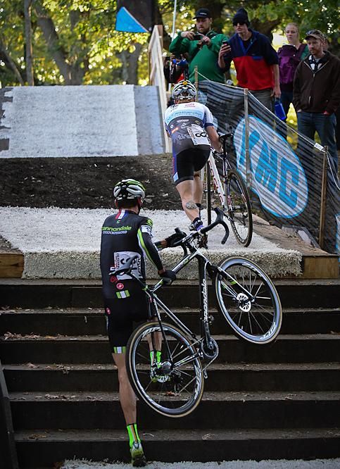 Lukas Winterberg (Cannondale) in a breakaway with Stephen Hyde on lap one