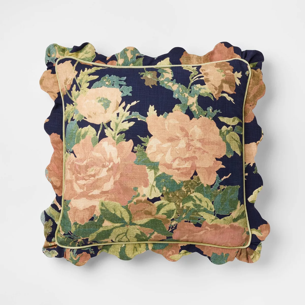 Square Floral Bloom With Scallop Flange Throw Pillow - Threshold&amp;trade; Designed With Studio Mcgee
