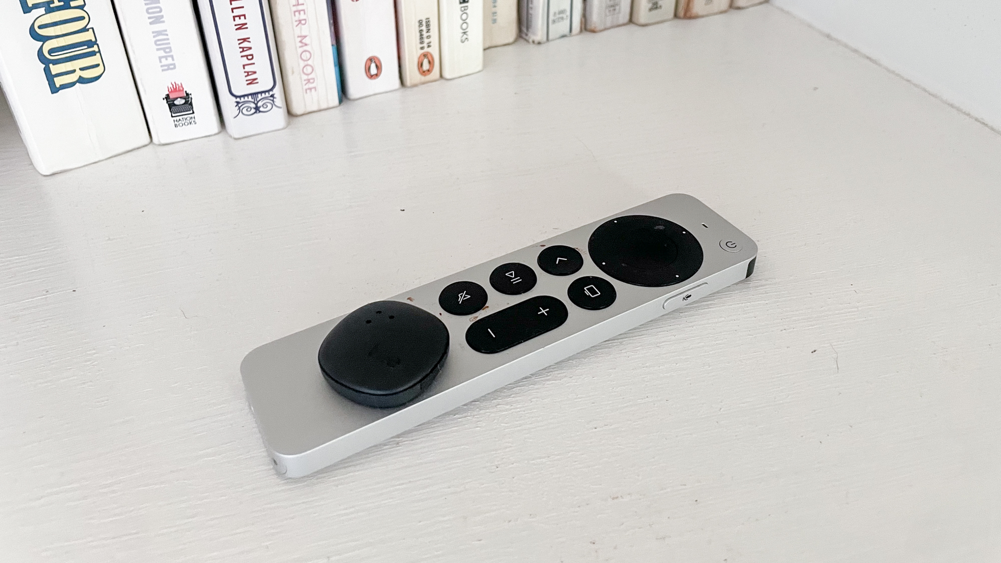 Tile Sticker on an Apple TV remote control