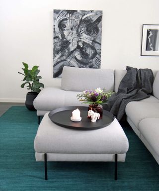ikea coffee table hacks grey ottoman with black legs by Norse Interiors