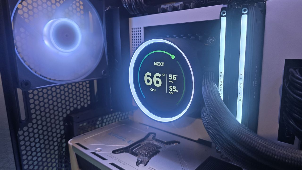 NZXT Kraken Elite 360 liquid cooler set-up inside a gaming PC.