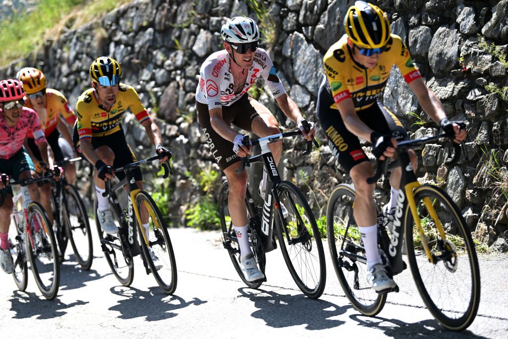 VAUJANY FRANCE JUNE 11 Ben Alexander Oconnor of Australia and AG2R Citren Team competes during the 74th Criterium du Dauphine 2022 Stage 7 a 1348km stage from SaintChaffrey to Vaujany 1230m WorldTour Dauphin on June 11 2022 in Vaujany France Photo by Dario BelingheriGetty Images