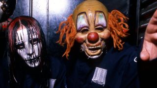 Clown and Joey posing backstage in 2000 