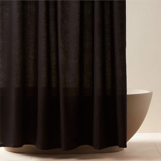 Ira Black Solid Linen Shower Curtain