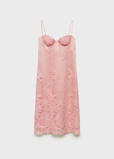 Mango , Lace Dress With Structured Neckline - Women