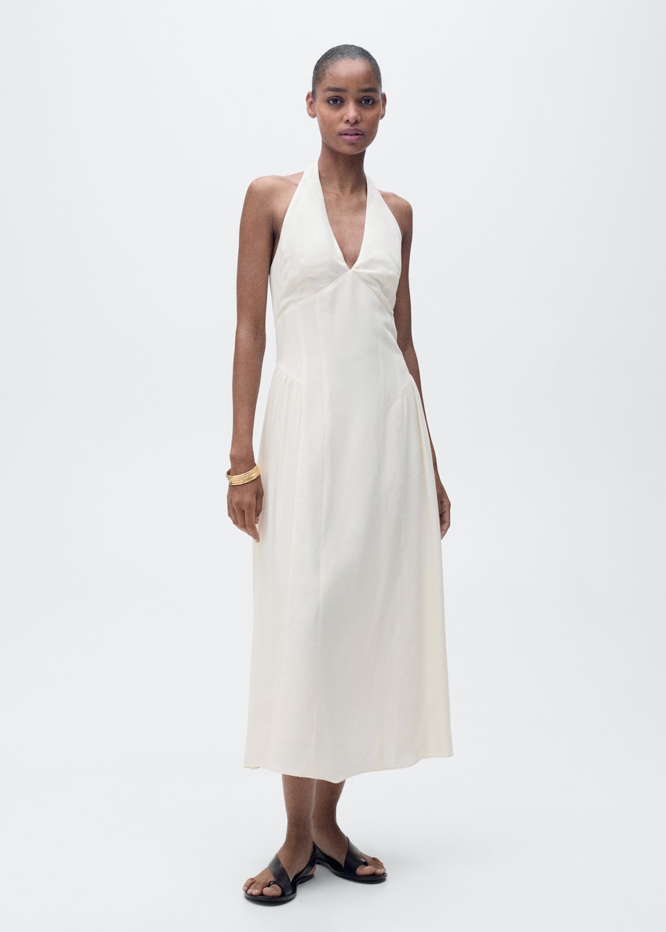 MANGO, Halter-Neck Linen Dress - Women | Mango United Kingdom