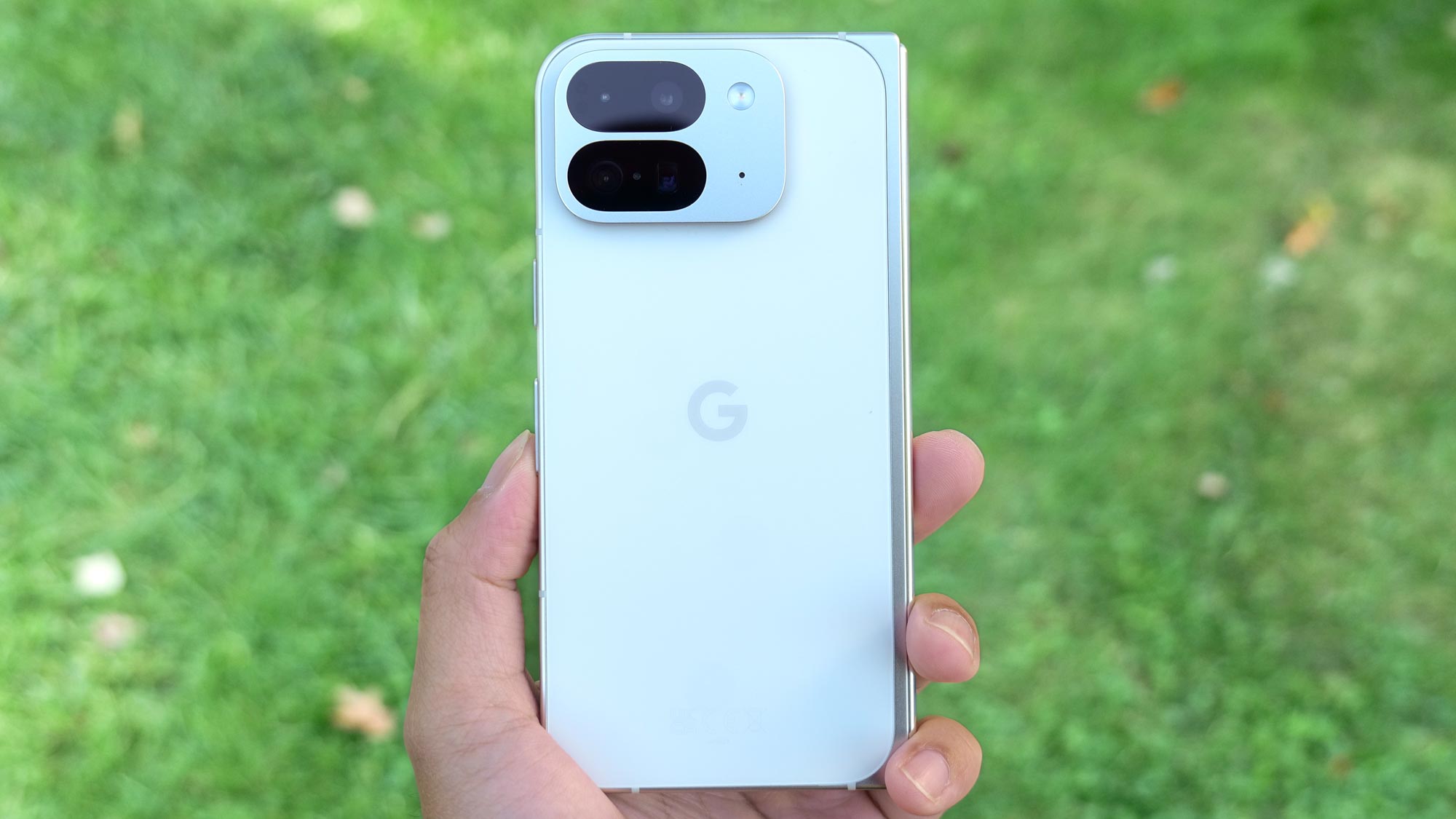 Google Pixel 9 Pro Fold held in the hand.