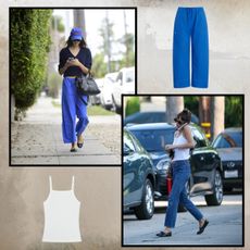 A collage of Dakota Johnson and Kaia Gerber wearing Leset.