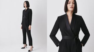 jumpsuit tuxedo for women in black
