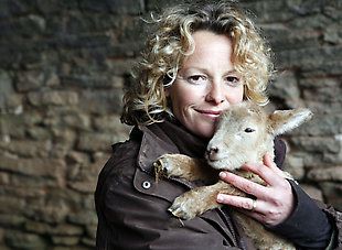 Kate on lambing and her fave black sheep - Humble!
