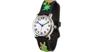 analogue watch with black strap and dinosaurs on as part of our best kids' watches round up