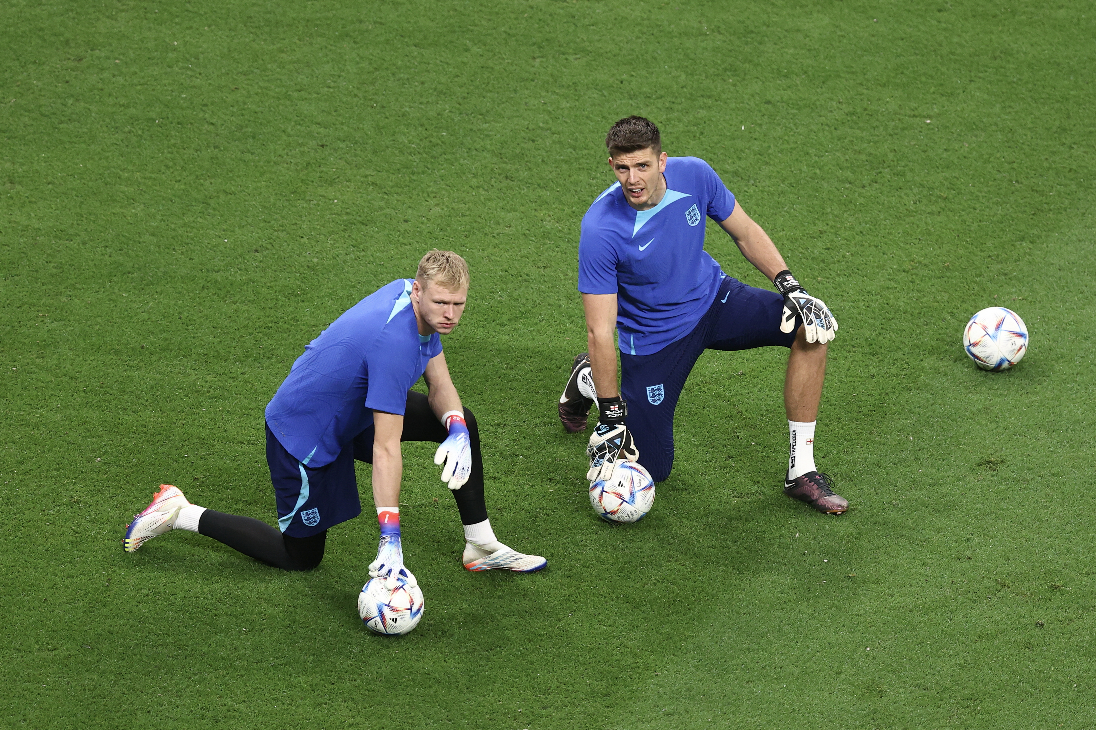 Nick Pope (R) and Aaron Ramsdale (L) were England&#039;s back-up goalkeepers at the 2022 FIFA World Cup