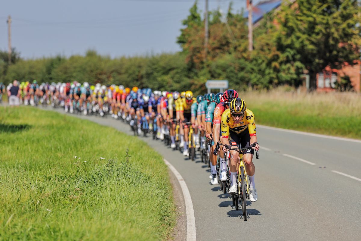 Picture by Alex Whitehead/SWpix.com - 03/09/2023 - Cycling - 2023 Tour of Britain - Stage 2: Wrexham to Wrexham (109.9km) - The Peloton Lead by Team Jumbo Visma