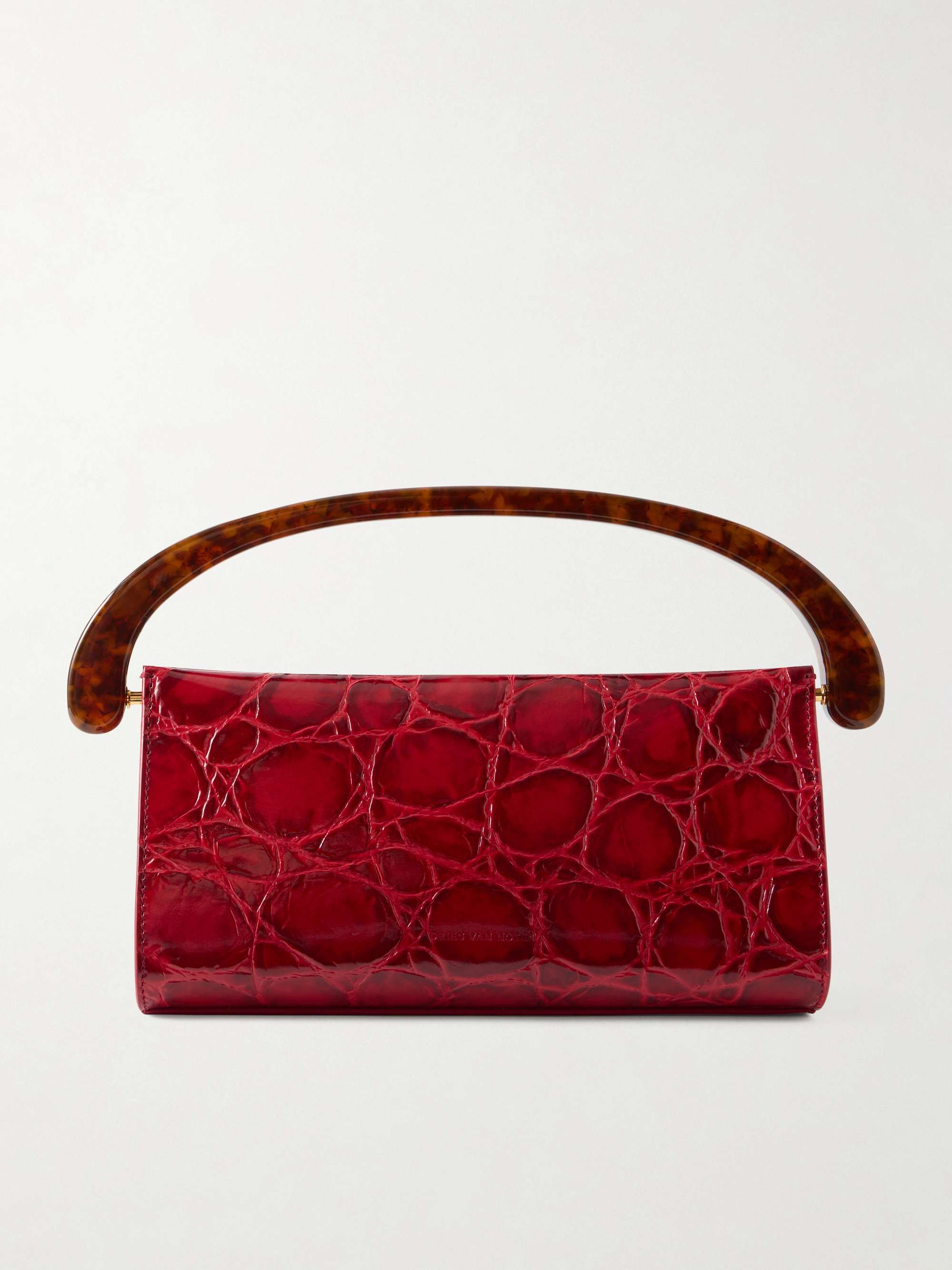 Croc-Effect Leather Shoulder Bag