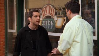 Ben Stiller yells at Ross in front of the Central Perk in Friends