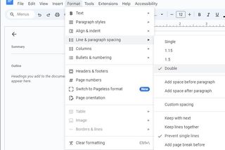 How to double space in Google Docs