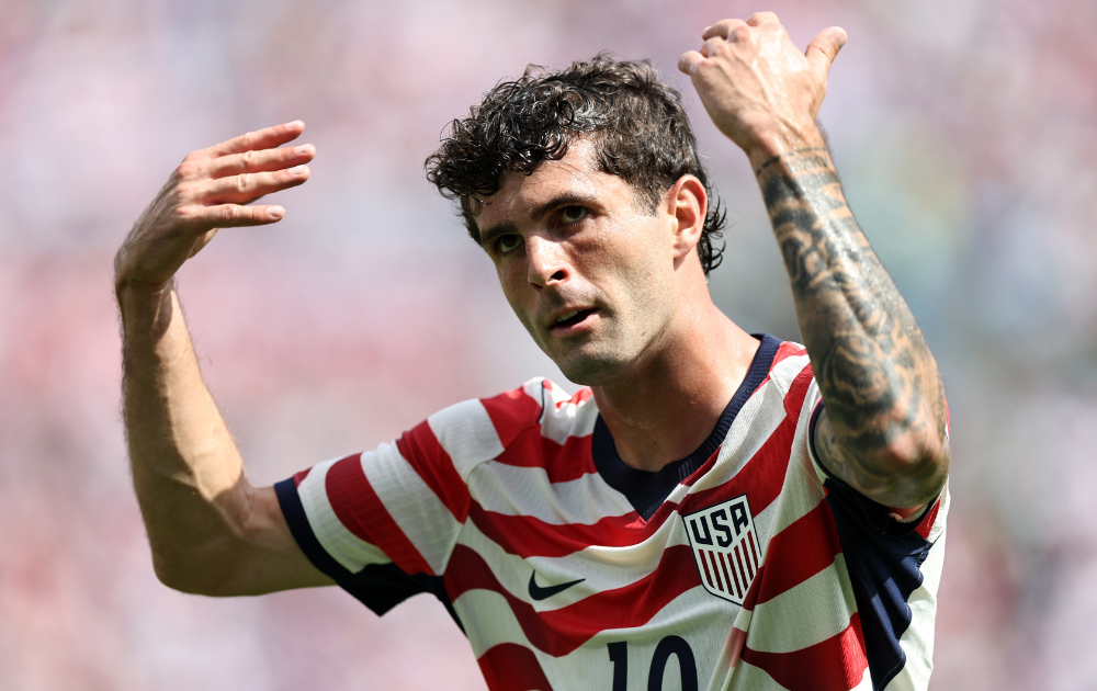 Christian Pulisic of United States reacts during the international friendly match between United States and Senegal at Bank of America Stadium on May 31, 2026 in Charlotte, North Carolina.