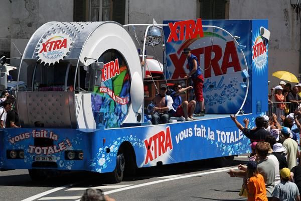Part of theTour's caravan en route to Vittel.