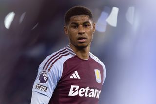 Marcus Rashford of Aston Villa looks on during the Premier League match against Brighton & Hove Albion in Falmer, England on 2 April, 2025.