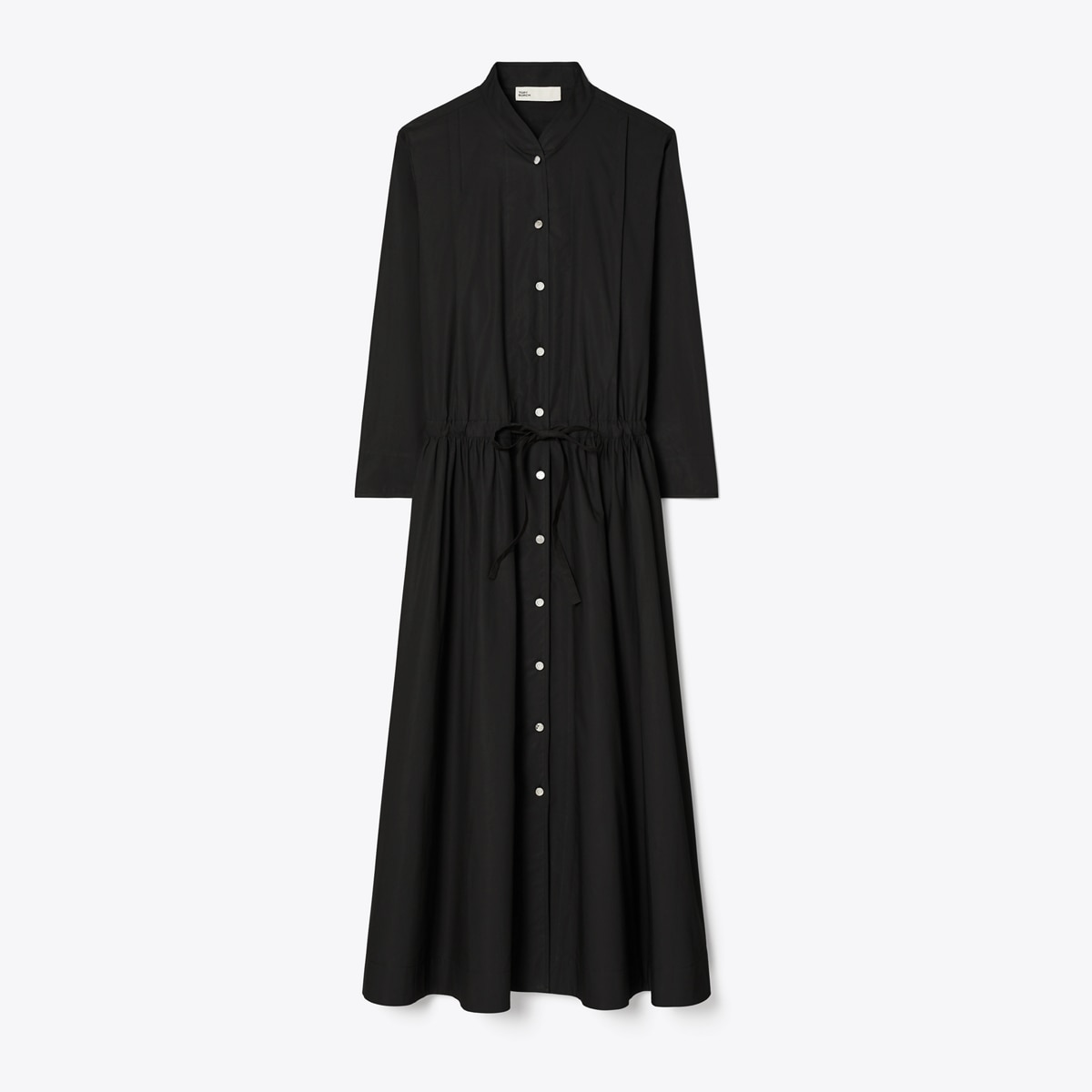 Long Poplin Shirtdress in Black, Size 8