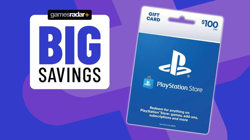Image of a $100 Sony PS Store gift card sitting on a blue GamesRadar+ background.