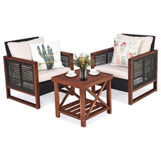 A Tangkula 3 Pieces Patio Wicker Furniture Set