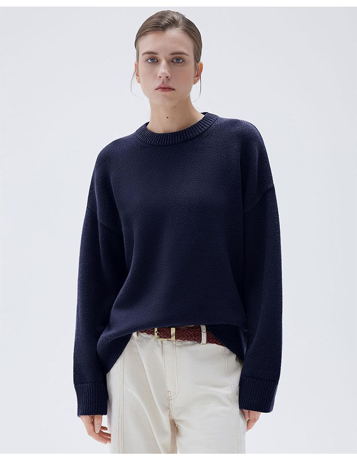 Suuksess Women Cashmere Oversized Sweaters Long Sleeve Pullover Tops Fall Outfits Crew Neck Jumpers (navy Blue,m)