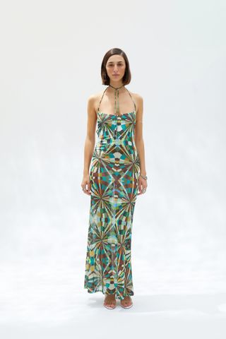 Nensi - Kaleidoscope Printed Open-Back Dress