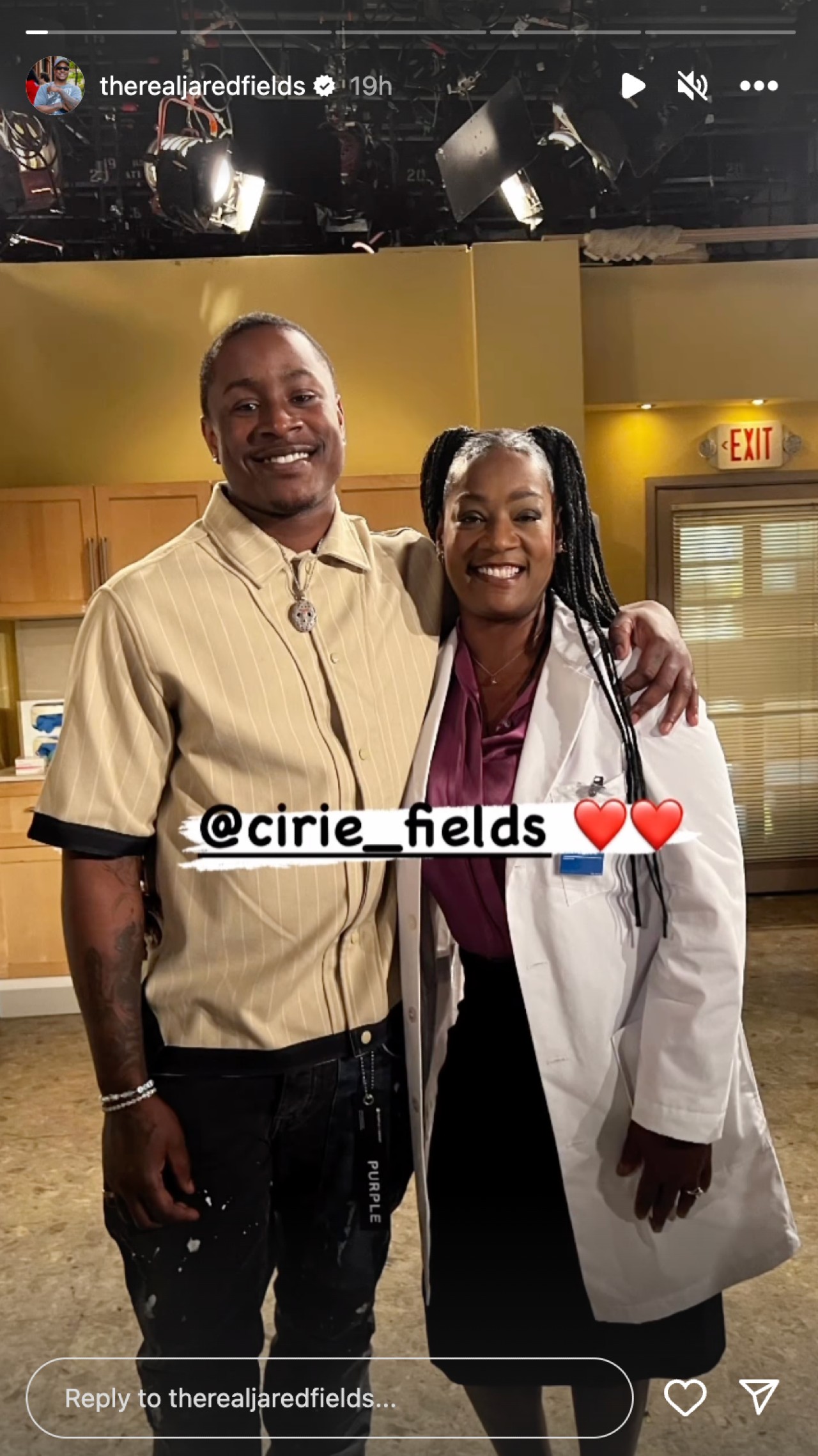 Jared and Cirie Fields on the set of The Bold and the Beautiful