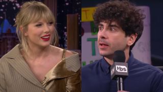 Taylor Swift and Tony Khan side by side split view