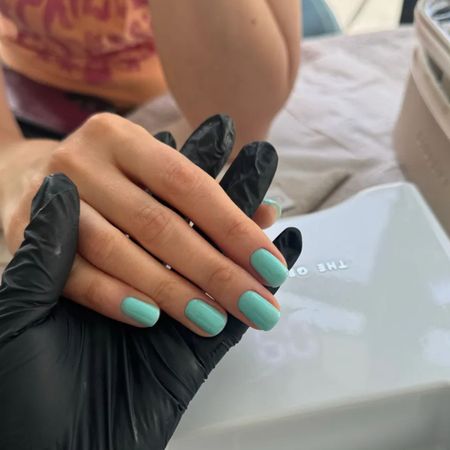 A turquoise manicure