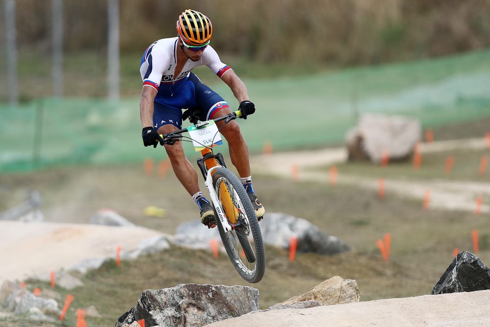 Peter Sagan practices on the MTB course of the Rio 2016 Olympic Games at the Mountain Bike Centre