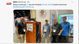 IHSE team takes a moment out of set up for a photo op and proudly displays its recent Installation Product Award 2021 from SCN magazine.