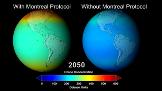 A compariosn of Earth with and without an ozone layer