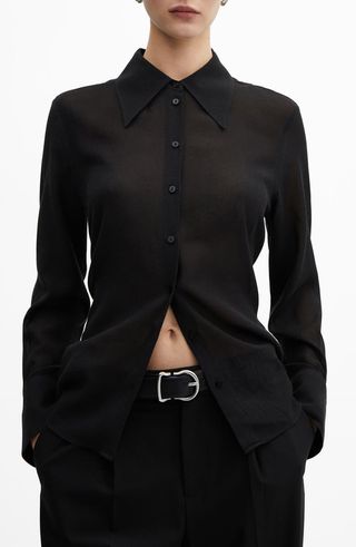 Swallowtail Collar Button-Up Shirt