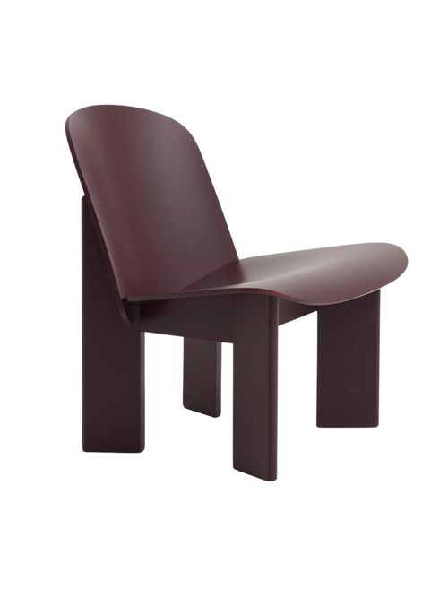 Chisel Lounge Chair, Dark Bordeaux Lacquered Beech