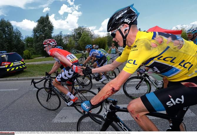 Chris Froome after his crash