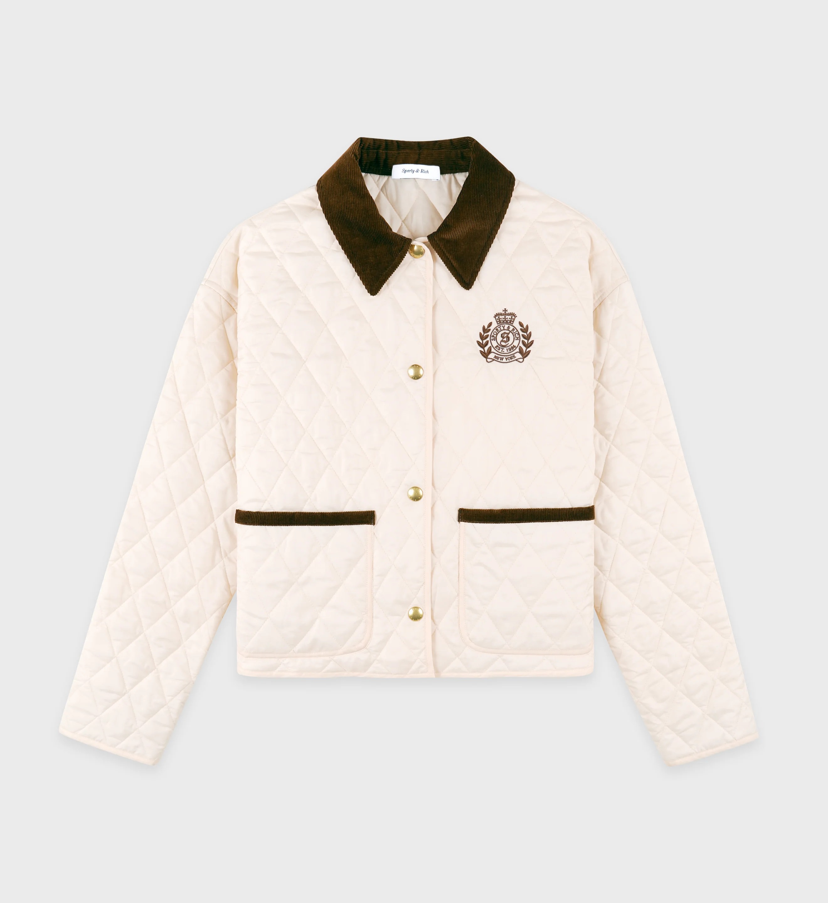 Sporty &amp;amp; Rich, H&amp;amp;W Crest Nylon Cropped Quilted Jacket
