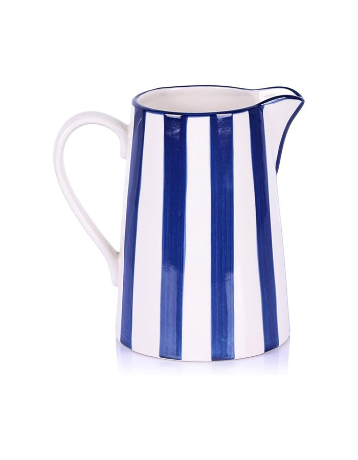 Olirium, Ceramic Blue and White Pitcher Vase
