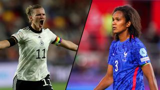 Composition of Alexandra Popp of Germany and Wendie Renard of France